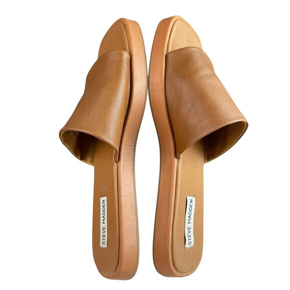 Steve Madden Women’s Holmes Slide Sandals 9M Brown Leather Slip-On Flats - Picture 5 of 9